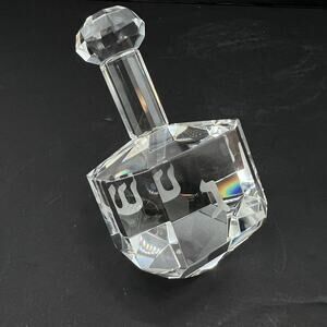 Crystal Dreidel Paperweight Hebrew Letters Glass Figurine Hanukkah Judaica